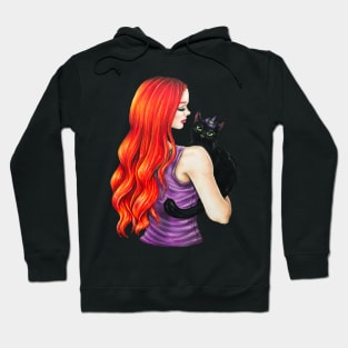 Halloween Cat and Girl Hoodie